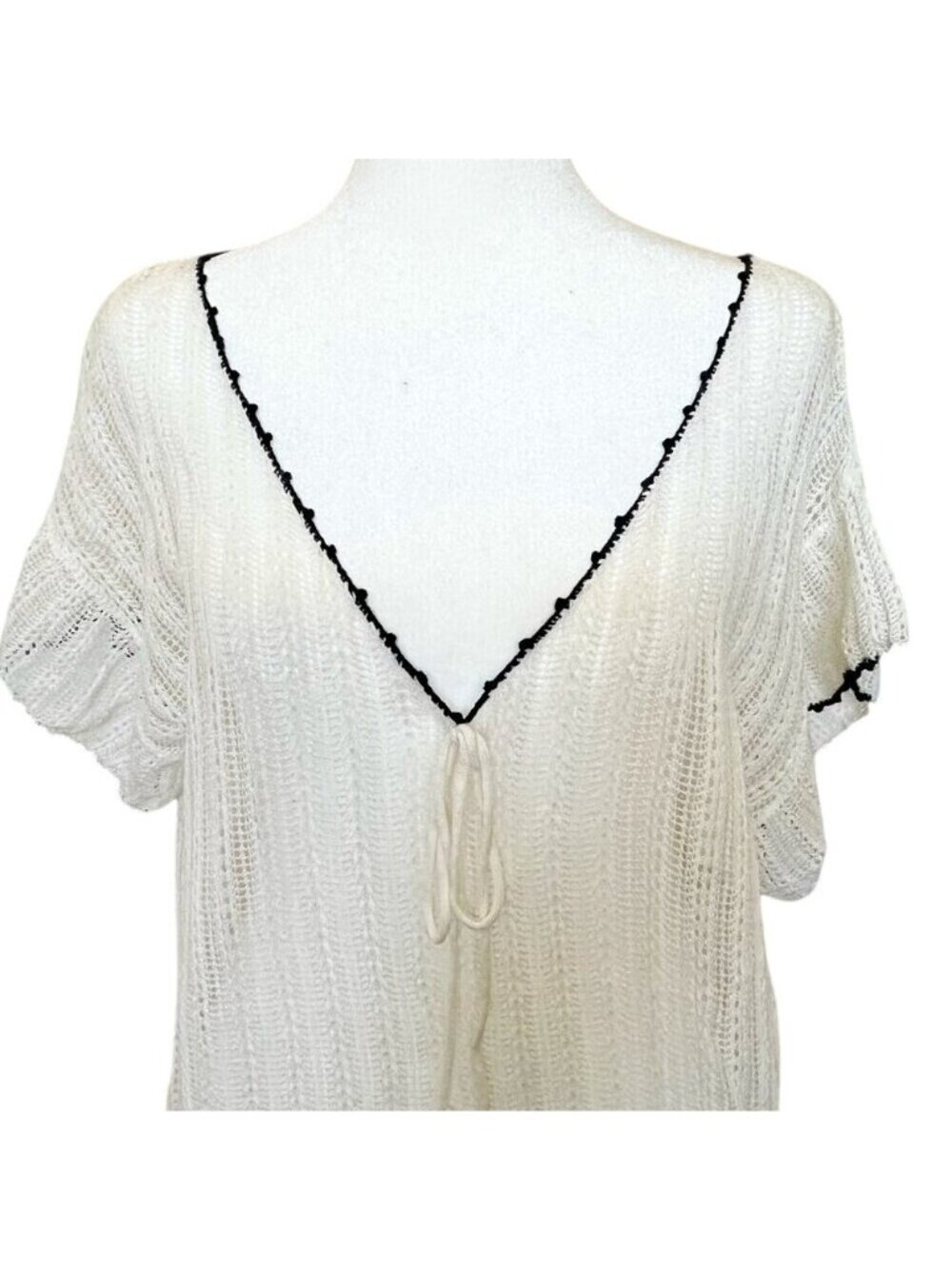 Minnie Rose XL Linen Blend Open Knit Beach Cover Up Tunic Sheer Boho - Picture 2 of 11